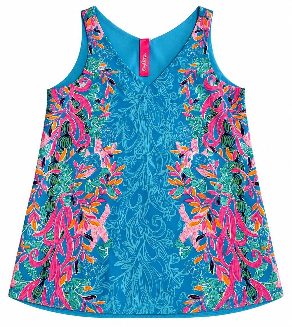 Lilly Pulitzer Reversible Florin Sleeveless V-Neck Seaweed Samba Tank Top Sz XS